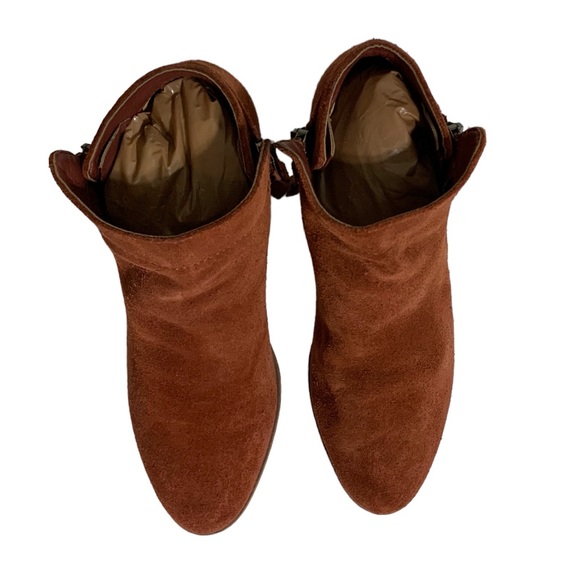 SAM EDELMAN Packers Burnt Orange Booties Rust Suede Leather Ankle Boots Size 5.5 - Picture 9 of 11